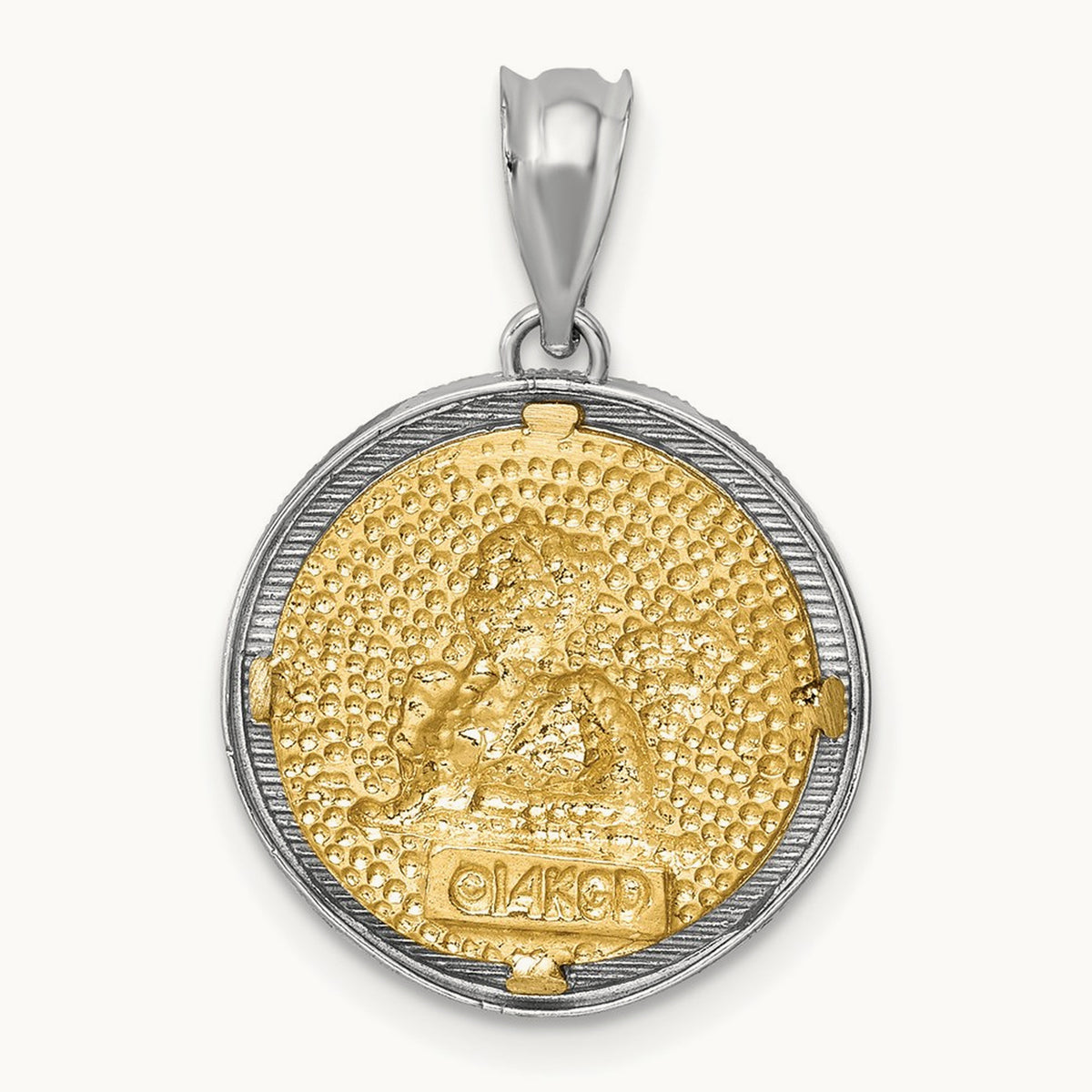 Polished & Diamond-cut Bezel Angel Pendant, 14K Two-tone