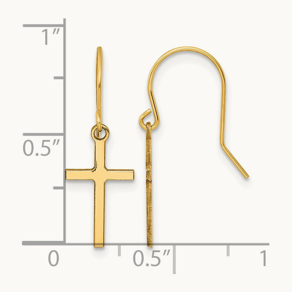Dangle Cross Shepherd Hook Earrings, 14K