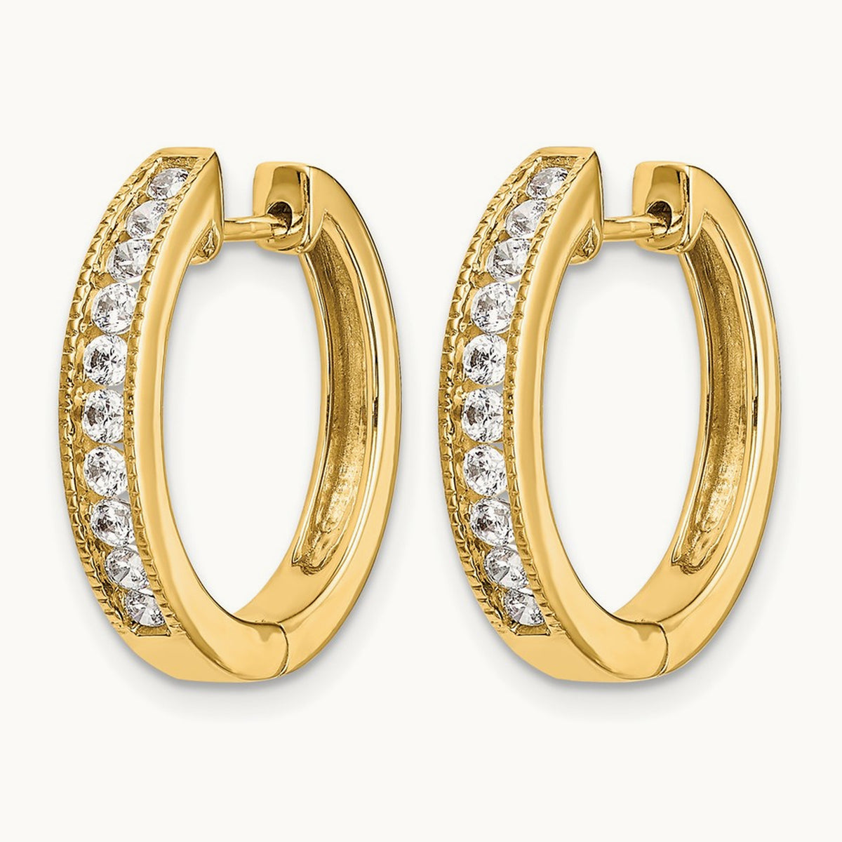 Diamond Hinged Hoop Earrings, 14K