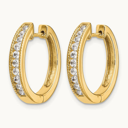 Diamond Hinged Hoop Earrings, 14K