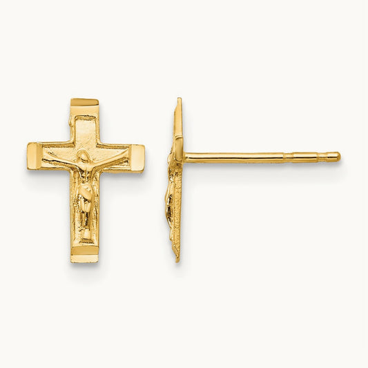 Madi K Crucifix Post Earrings, 14K