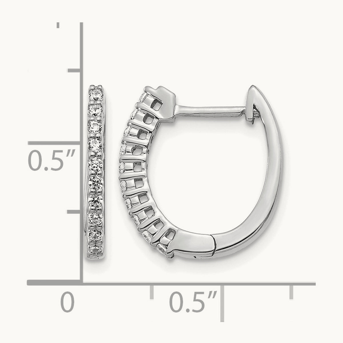Diamond Hinged Hoop Earrings — 14K White Gold, 16mm, 0.24 ct