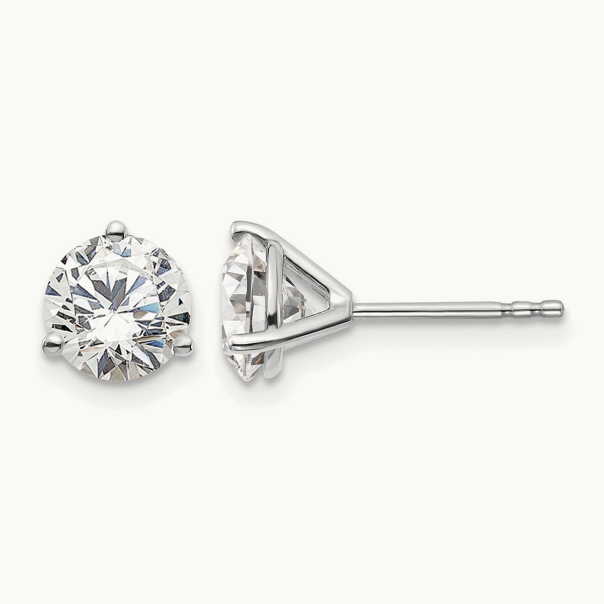 Round Stud Earrings, 0.10-6.00 ct tw Lab-Grown Diamond — 14K White Gold (2)