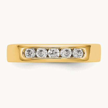 Setting: 5- Stone Closed Channel Band Mounting, 2.6mm, 14K Gold — 14K Yellow Gold