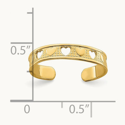 Heart Design Toe Ring, 14K