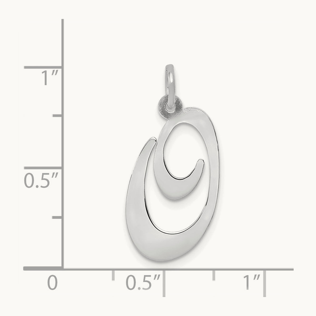 Large Fancy Script Initial Charm — 14K White Gold, O