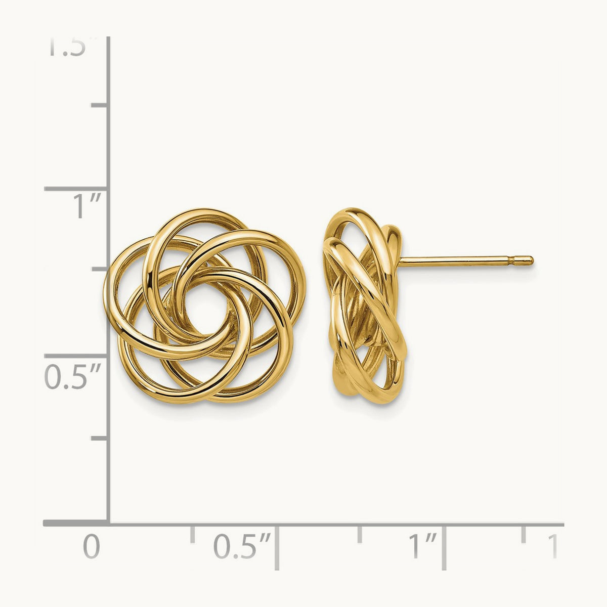 Polished Love Knot Post Earrings, 14K