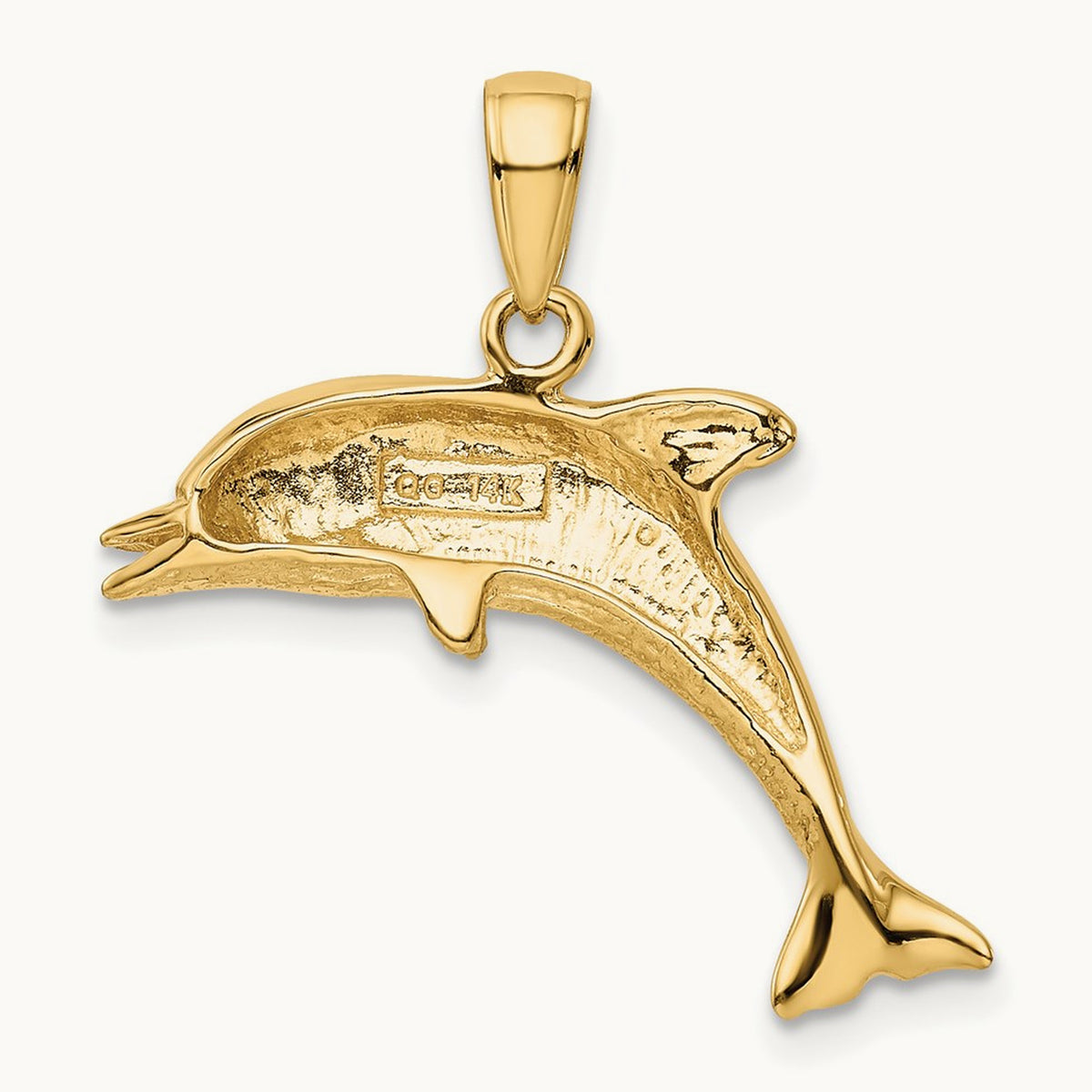 Jumping Dolphin Pendant — 14K Yellow Gold, 25mm