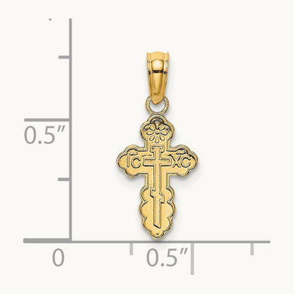 Mini Eastern Orthodox Cross Charm, 14K