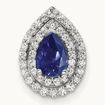 Created Blue Sapphire Chain Slide, 0.50 ct tw Lab-Grown Diamond