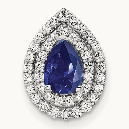 Created Blue Sapphire Chain Slide, 0.50 ct tw Lab-Grown Diamond