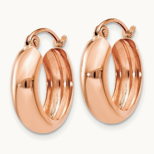 Polished Small Hoop Earrings, 14K Rose Gold