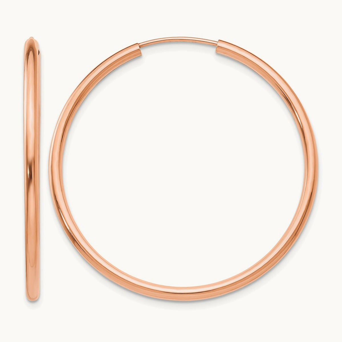 Polished Endless Hoop Earrings — 14K Rose Gold