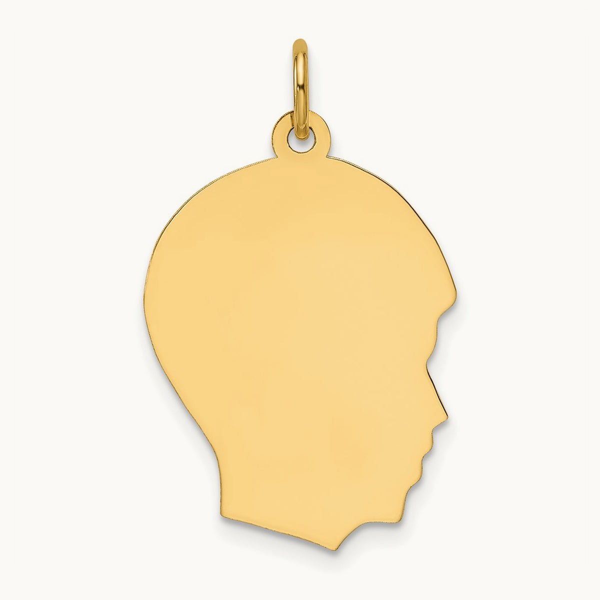 Plain Medium .035 Gauge Facing Right Engravable Boy Head Charm — 27.2mm