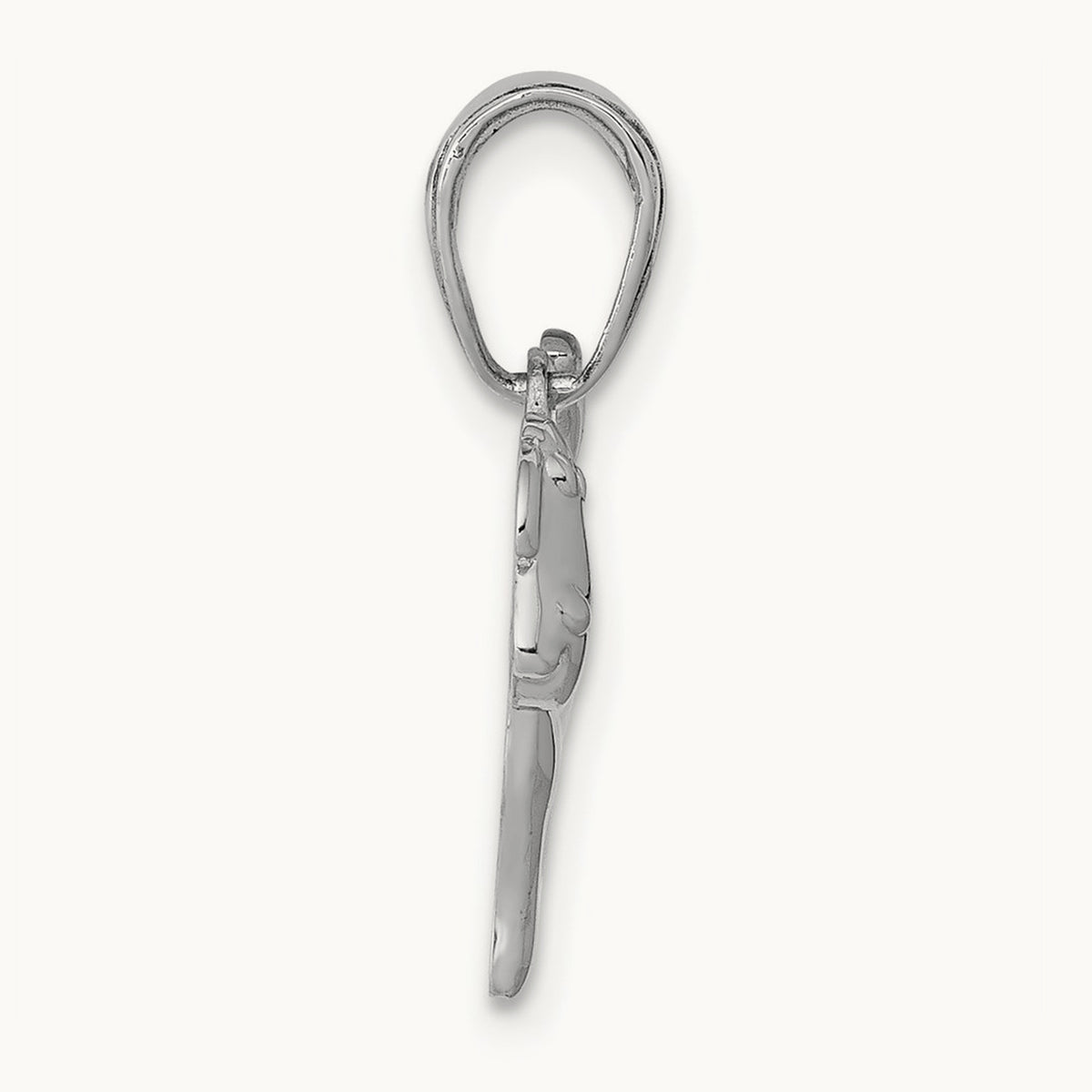 Polished Dog Charm — 14K White Gold