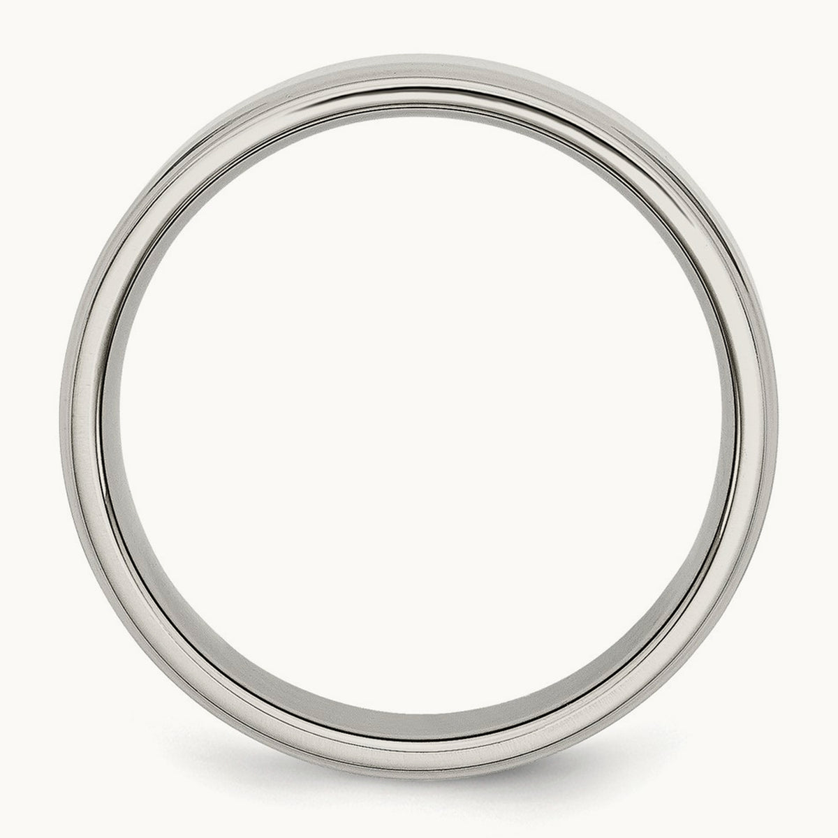 Polished Ridged Edge Band, 7mm, Stainless Steel