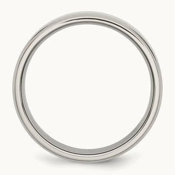 Polished Ridged Edge Band, 7mm, Stainless Steel