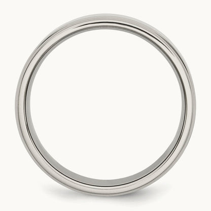 Polished Ridged Edge Band, 7mm, Stainless Steel