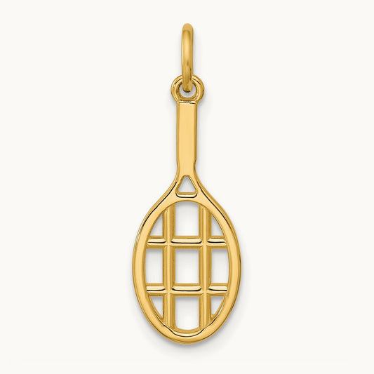 Polished Tennis Racket Pendant, 14K