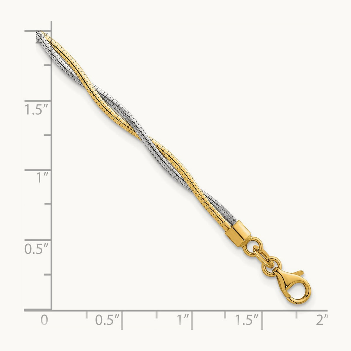 Polished Twisted Omega 7.5in Bracelet, 14K Two-tone