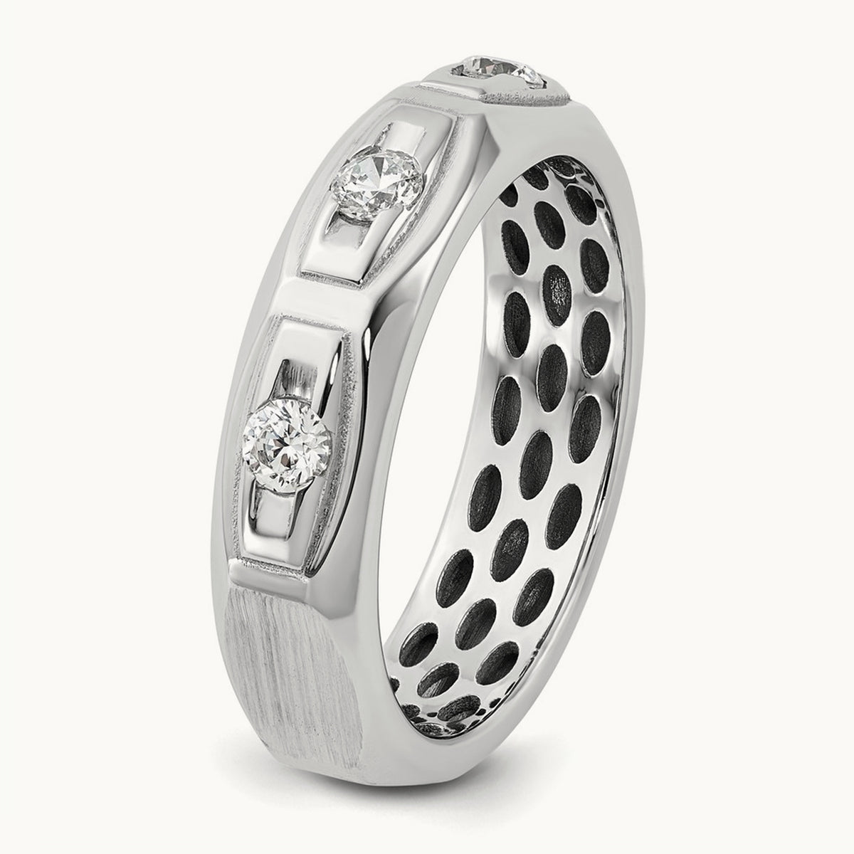 IB Goodman Mens Satin Complete 1/3ct Diamond Ring, 14K White Gold