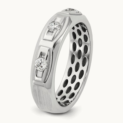IB Goodman Mens Satin Complete 1/3ct Diamond Ring, 14K White Gold