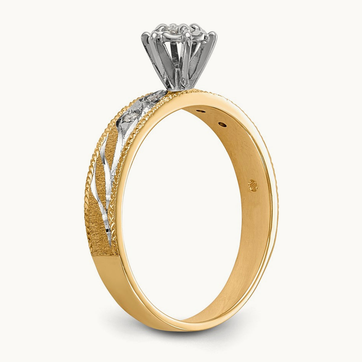 AA Quality Trio Complete Engagement Ring, 14K