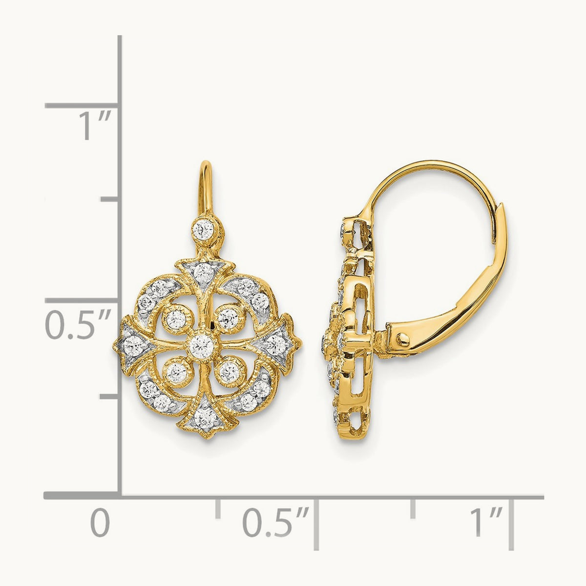 Diamond Leverback Earrings, 14K