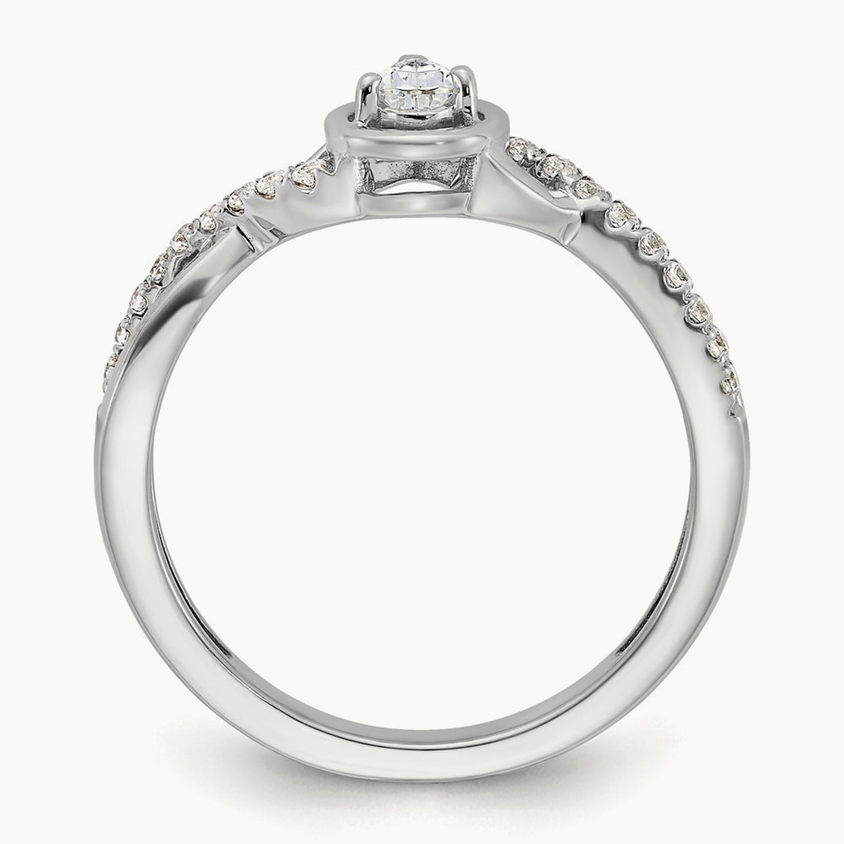Pear Ctr Diamond Complete Promise/Engagement Ring, 14K White Gold