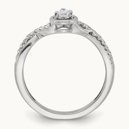 Pear Ctr Diamond Complete Promise/Engagement Ring, 14K White Gold