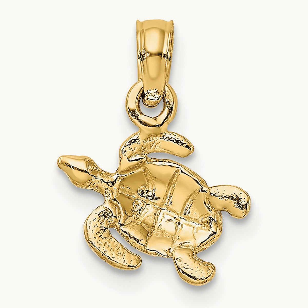 Textured Sea Turtle Charm, 14K