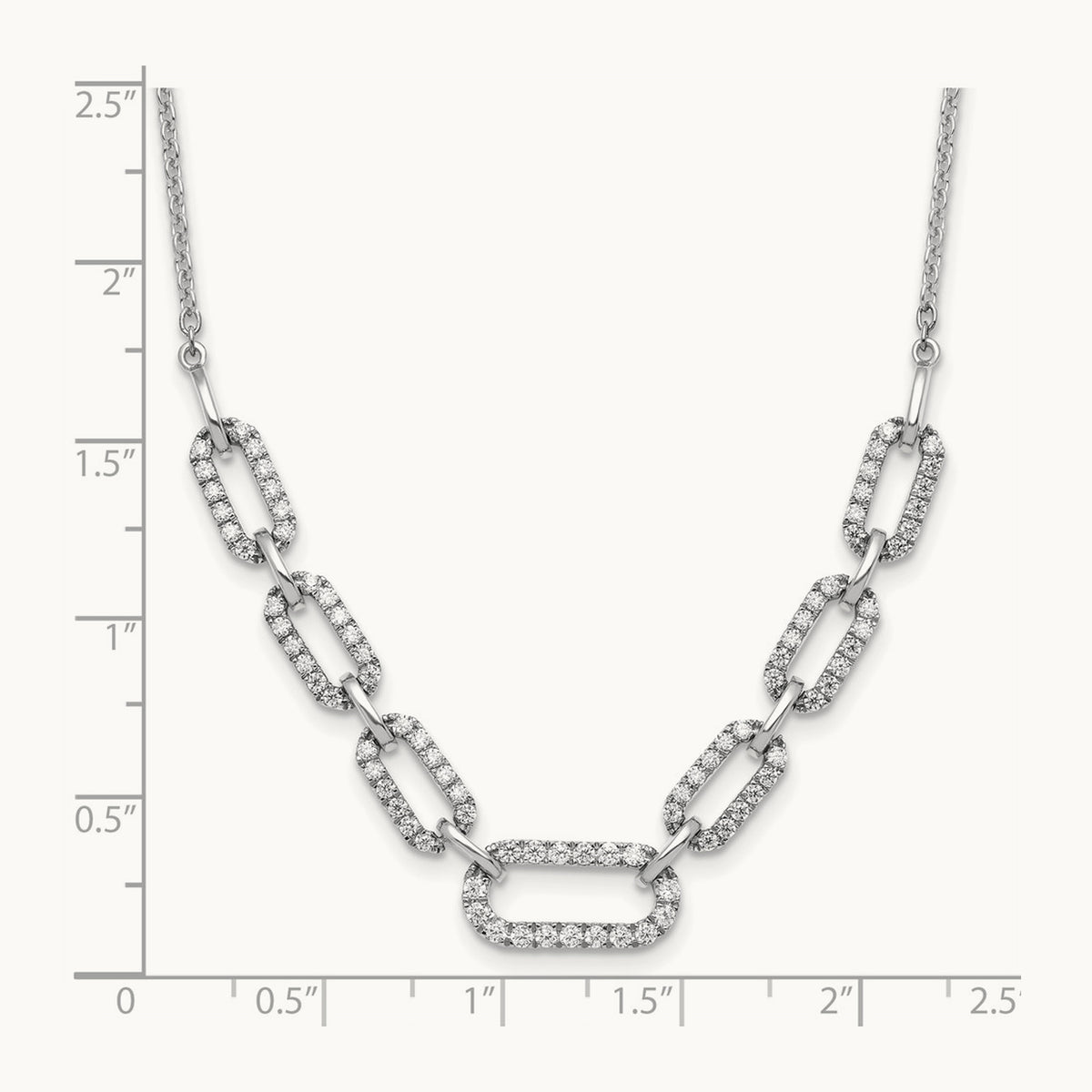 Fashion Link Necklace, 1.00 ct tw Lab-Grown Diamond — 14K White Gold