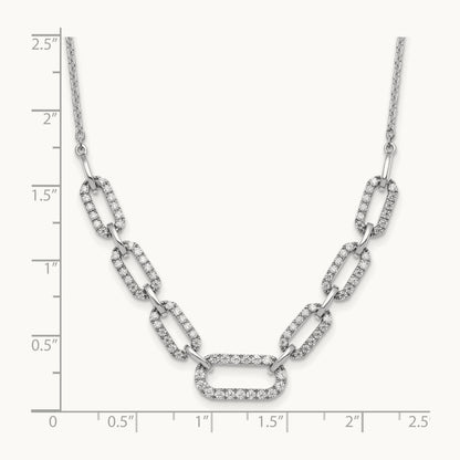Fashion Link Necklace, 1.00 ct tw Lab-Grown Diamond — 14K White Gold