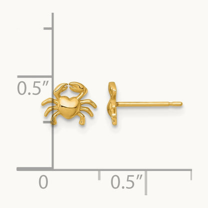 Polished Crab Post Earrings, 14K