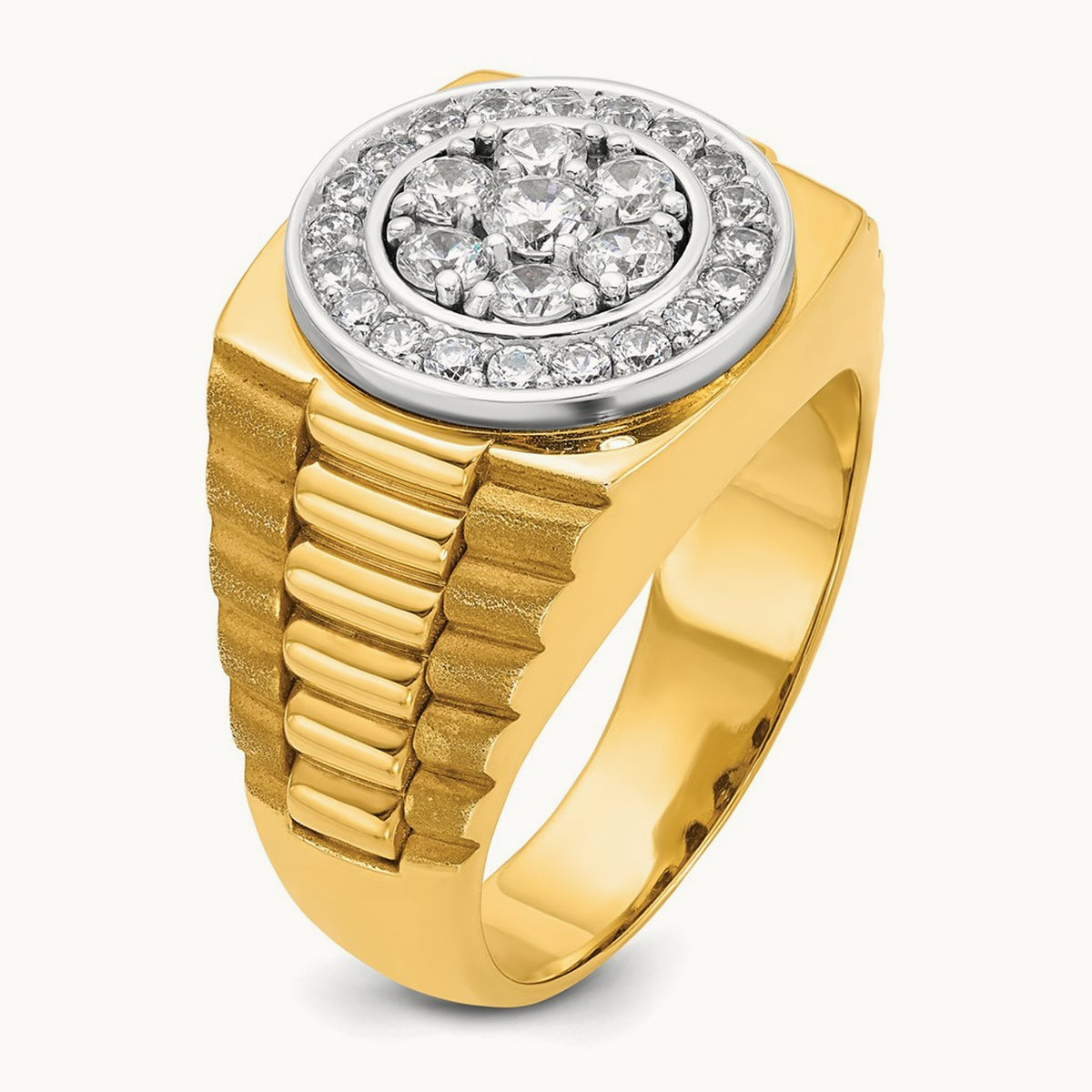 IBGoodman Men's Polished Satin & Textured Diamond Ring, 14K Two-tone