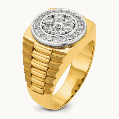 IBGoodman Men's Polished Satin & Textured Diamond Ring, 14K Two-tone