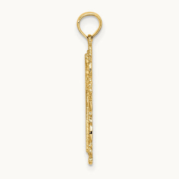Cross w/ Filigree Lace Trim Charm, 14K