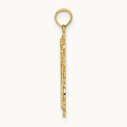Cross w/ Filigree Lace Trim Charm, 14K