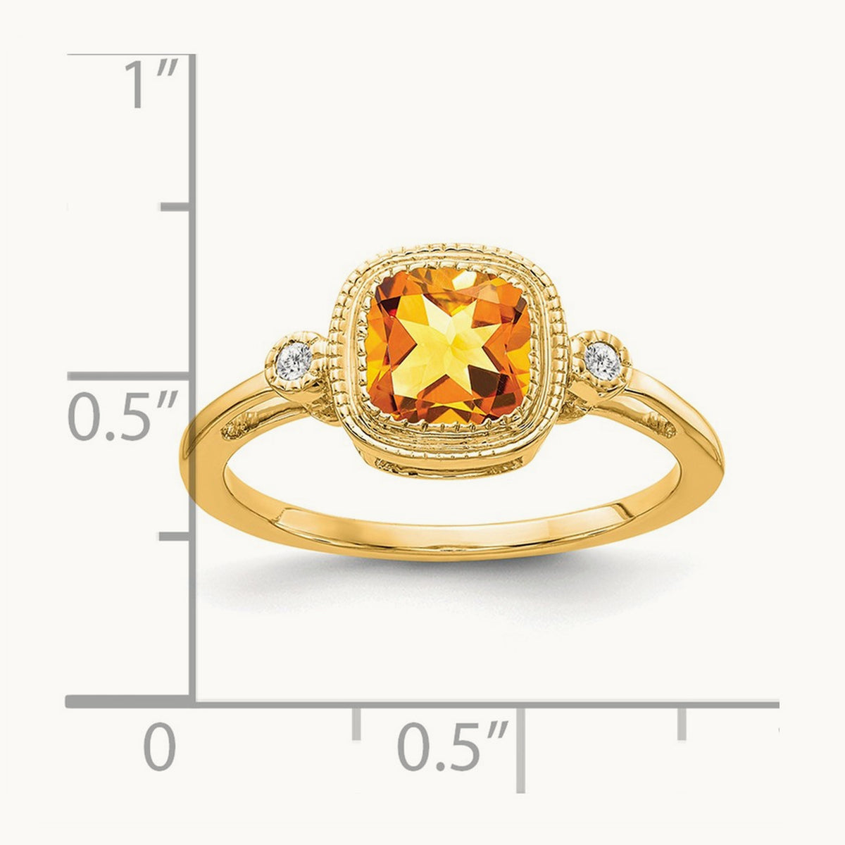 Cushion Citrine and Diamond Ring — photo set