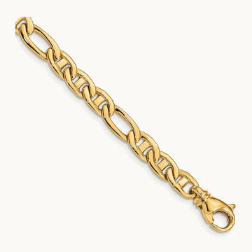 Solid Hand-Polished 3 & 1 Flat Anchor Bracelet, 6.5mm, 14K