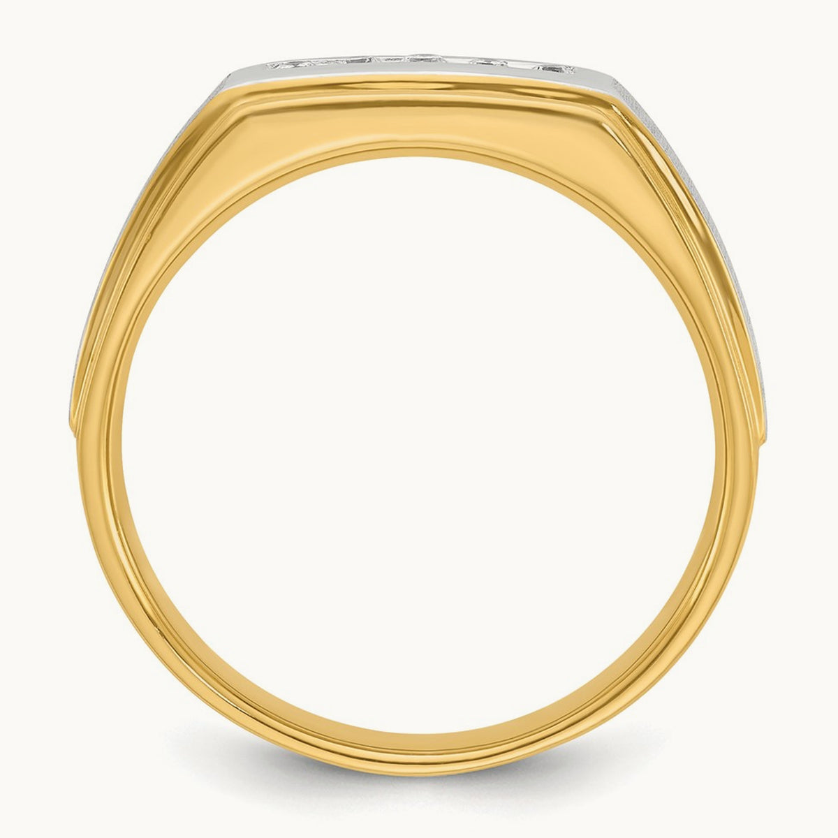 w/ White RH IBGoodman Men's Polished/Satin 5-Stone Diamond Ring, 14K