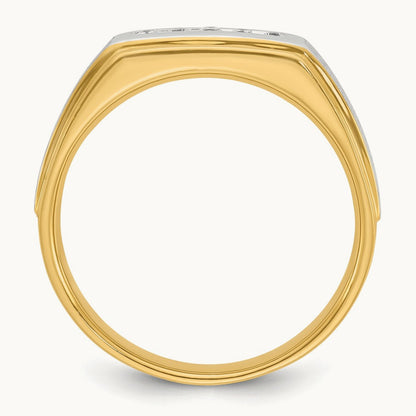 w/ White RH IBGoodman Men's Polished/Satin 5-Stone Diamond Ring, 14K