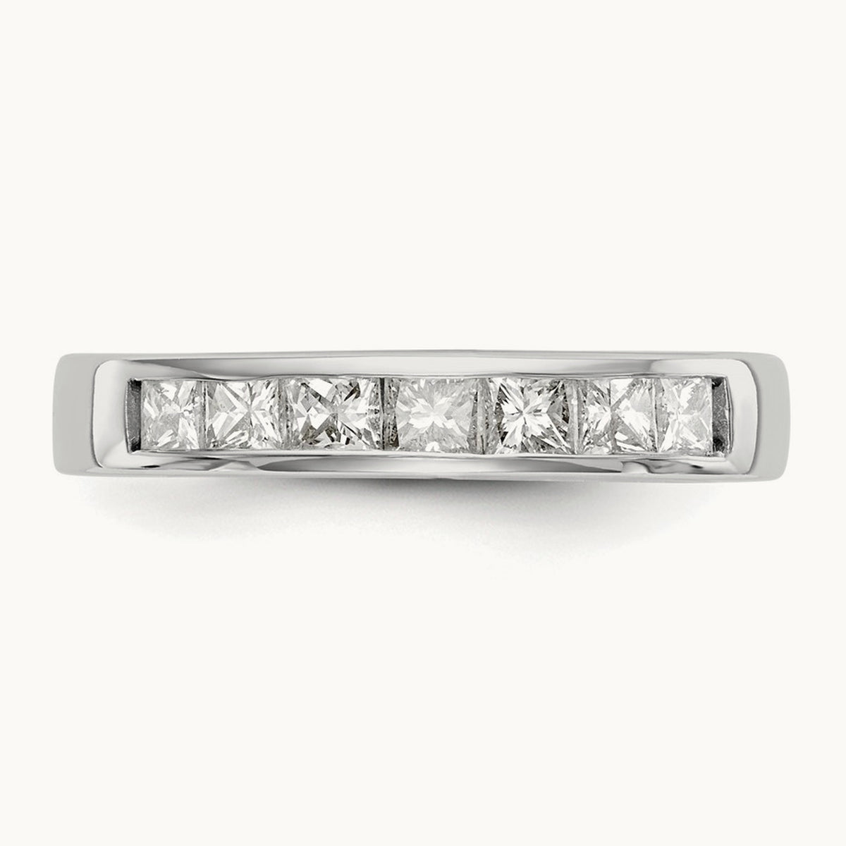 7-Stone Diamond Channel Band, 14K White Gold