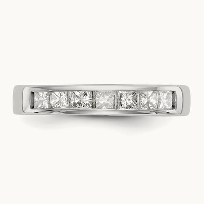 7-Stone Diamond Channel Band, 14K White Gold