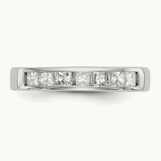 7-Stone Diamond Channel Band, 14K White Gold