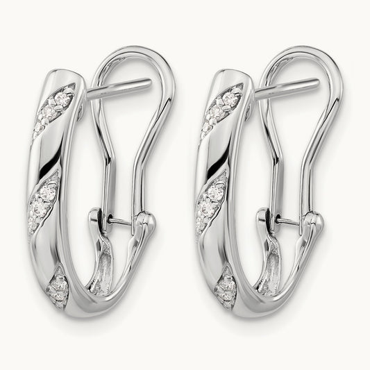 Diamond Omega Back Earrings, 14K White Gold