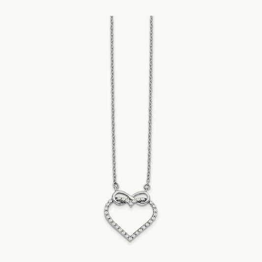 Diamond Heart Infinity 18 inch Necklace, 14K White Gold