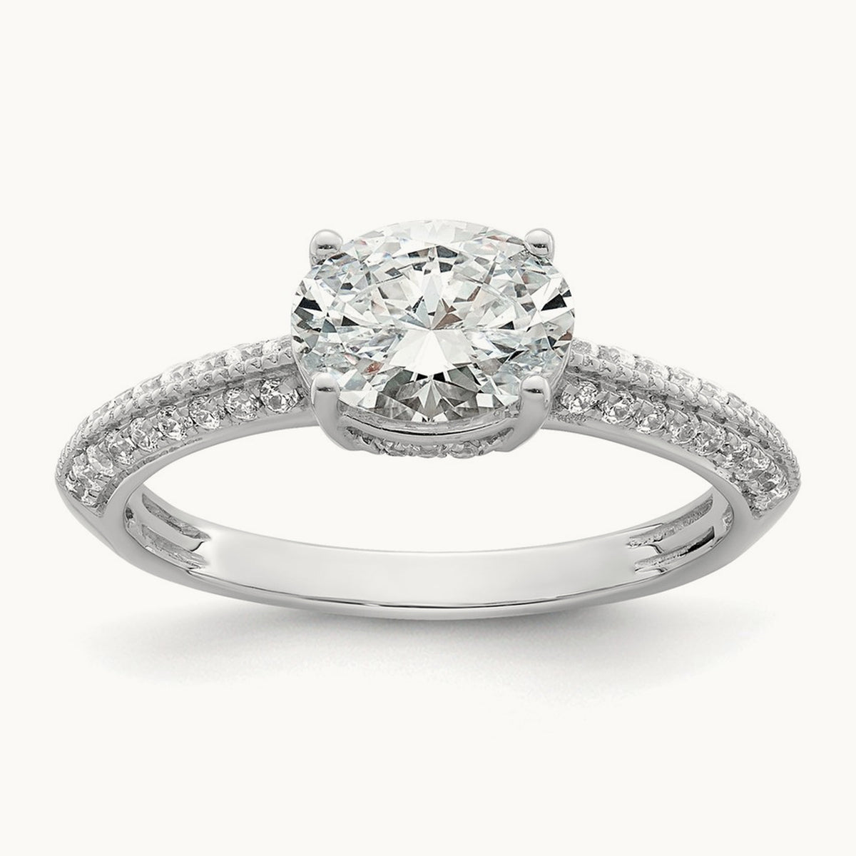 East West Oval Semi-Mount Engagement Ring — 3/4 ct, 7