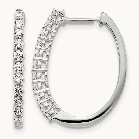 Diamond Hinged Hoop Earrings — 14K White Gold