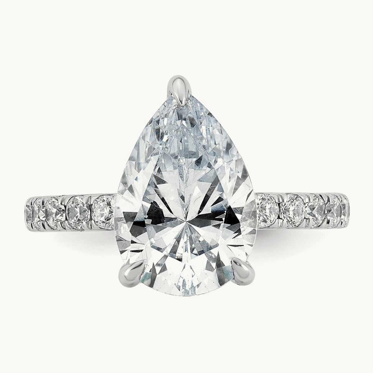Pear Solitaire Engagement Ring, 1.25-4.75 ct tw Lab-Grown Diamond — 4 3/4 ct, 14K White Gold